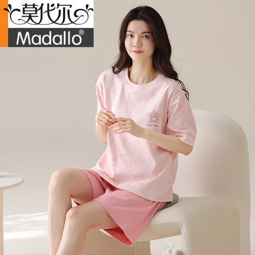 莫代尔2025睡衣女夏季短袖短裤纯棉圆领薄款甜美粉色家居服套装女可外穿 Z9859 2XL 【建议140-160斤穿】