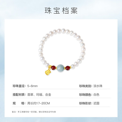 Queen of Pearls Lucky Bag Jade Agate Bracelet 5-6mm Freshwater Pearl Bracelet Fashionable and Simple