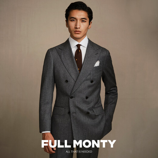 FULL MONTY Suit Suit Men's Suit Suit Pure Wool Double-breasted Groom's Suit Wedding Suit Spring and Autumn Business Formal Wear Size 52 Tops and Trousers Please contact customer service for remarks