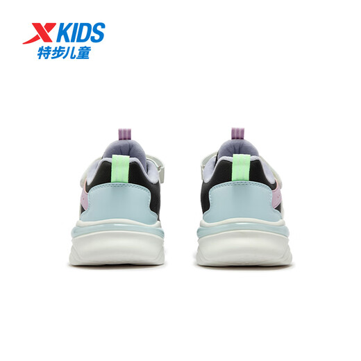 XTEP children's cotton shoes, girls' meow shoes and suede warm sports shoes, black/sail white/cloud blue 36