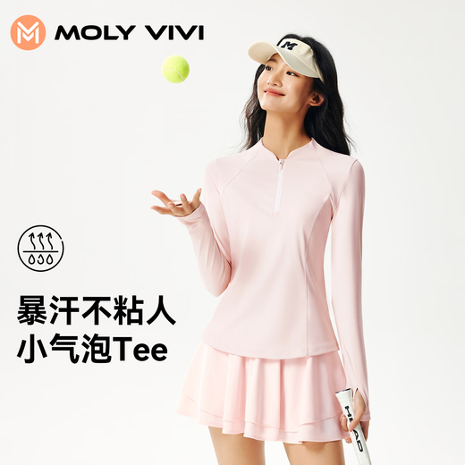 MOLY VIVI small bubble breathing sports long-sleeved 2025 new quick-drying T-shirt tops Pilates fitness running yoga clothes for women Dark Night Black M