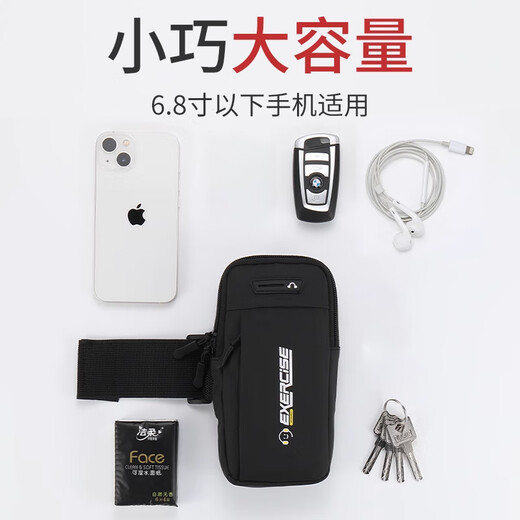 BIBK German quality new running mobile phone arm bag bag for men and women special arm fitness equipment light and sports classic black 6.8 inches light and breathable