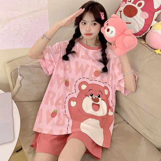 Mu fengqing sommer pyjamas Frauen kurzärmelige Shorts Anzug Cartoon Dünne Fett MM Plus Size Lose Can Pyjamas außerhalb 694 Kapibala + 680 Pacha Dog M [Vorgeschlagen 80-98 Jin [Jin gleich 0,5 kg]]]