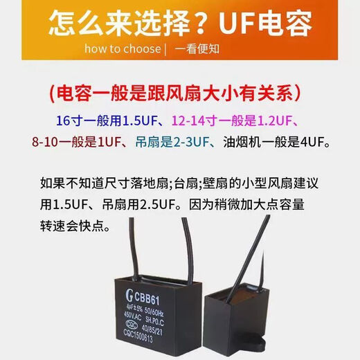 CBB61 range hood capacitor start floor fan ceiling fan laundry blower original brand new electric fan capacitor 450V++ six-year warranty original brand new high temperature resistance high quality 2.5UF 1 shot 2 + free wiring cap
