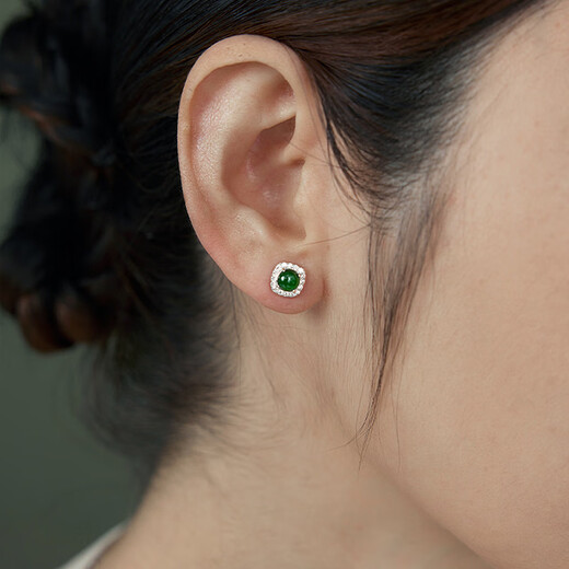 Jianlu Jade A-grade silver earrings for women, elegant and high-end jade earrings, mother's birthday gift for wife and mother