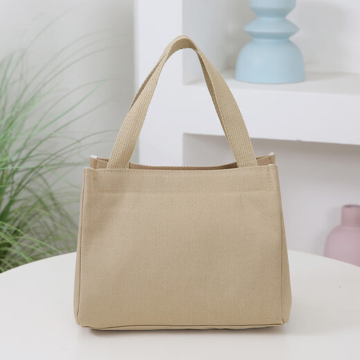 Hand-held lunch bag, student lunch box bag, office worker’s small lunch bag, lunch bag, mother’s hand-held small bag, Happy handbag-khaki//