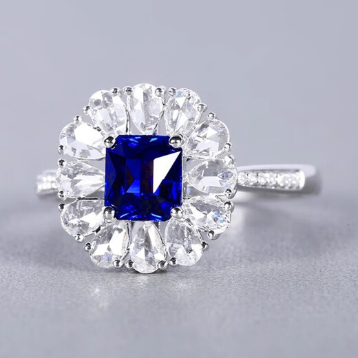 HEEKAIYI Sapphire Ring Female Royal Blue 18K Gold Diamond Ring Chinese Valentine's Day Birthday Gift for Wife and Girlfriend Selected 1.1 Carat/Royal Blue/Double Certificate