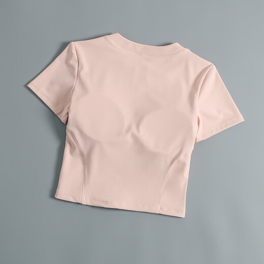 He Jiagong Yoga Wear Women's Top with Removable Breast Pad 2025 New Summer Sports Pilates Half-Zip Short-Sleeved Fitness Clothing Black S S