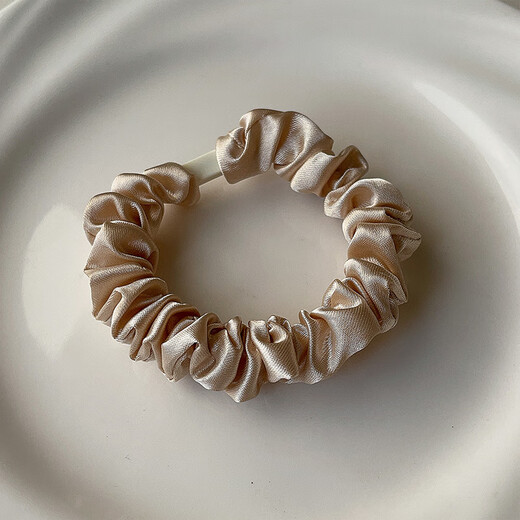 Ze Yuhan's high-end imitation silk hair tie, simple imitation silk headband, solid color small intestine ring rubber band, high elasticity and durable hair accessories, silk hair tie, 2 pack, mixed color