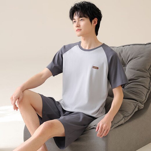 Septwolves Frühlings- und Sommer-Hausbekleidungskleidung für Herren, die reine Baumwoll-Sommer-Kurzarmshorts von außen multi-farbig optional verwendet werden können. 02J13603 Men 3xl