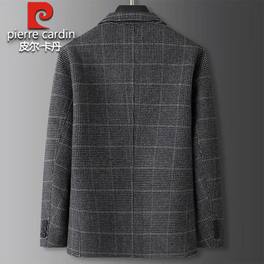 Pierre Cardin двустороннее шерстяное пальто мужское короткое толстое осенне-зимнее шерстяное пальто плюс размер свободный шерстяной клетчатый костюм серого цвета 2XL