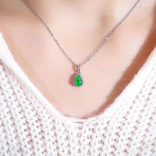 CAOXs925 sterling silver inlaid with high ice species imperial green jade gourd pendant sun green gold inlaid jade necklace pendant gold pendant silver chain