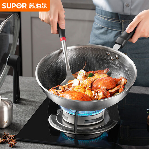 SUPOR stainless steel honeycomb non-stick wok 32cm frying pan gas induction cooker universal EC32JKC01