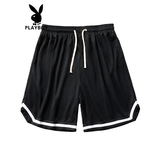 Playboy (PLAYBOY) sports shorts men's summer American basketball shorts ice silk quick-drying five-point mid-pants men's loose casual pants 1478-black + 1478-white 3XL