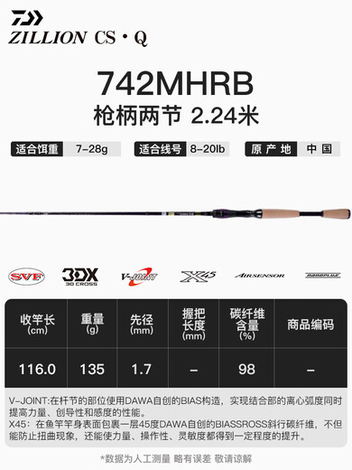 达亿瓦（DAIWA)23款DAIWA达亿瓦ZILLION子龙远投路亚竿2节竿远投碳素路亚钓鱼杆 国行21款直柄子龙CSQ马成682LXS[ 0米