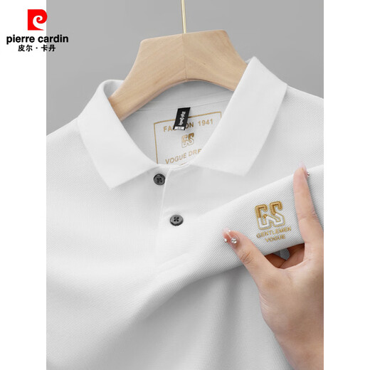 皮尔卡丹纯棉男士短袖POLO.衫夏季新款高档轻奢刺绣翻领T恤宽松中年爸爸装 6626军绿色 XL 52【建议140-160斤】