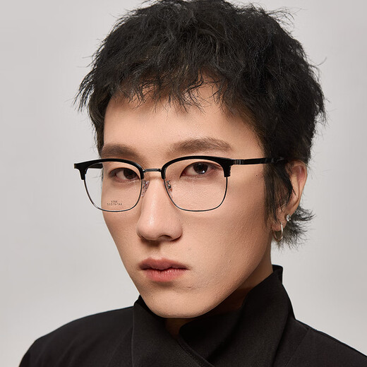 
Connant (CONANT) aspherical myopia glasses can match the degree of 9766 Academy Feng Siwen eyebrow wire frame titanium alloy frame 144 Black silver-C2 with Connant 1.60 Laibao film lens