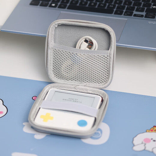 YWZR Word Machine Portable PU Waterproof Storage Bag Suitable for Baicizhan MAX Word Machine Storage Box Large Capacity with Net Pocket for Counting Word Machine Word Machine Gray Storage Box + Purple Lanyard