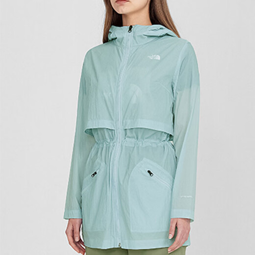 北面THE NORTH FACE 户外运动可收腰连帽外套 防水防风防晒服 女款 蓝 蓝色 M