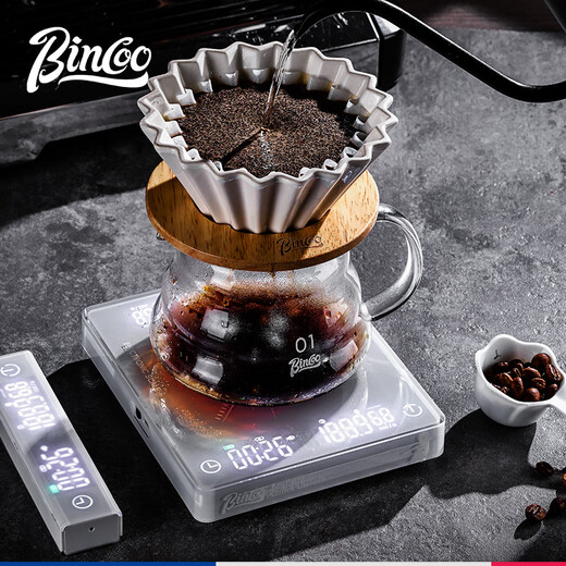 Bincoo's new coffee electronic scale hand-pour powder water ratio flow rate smart Bluetooth split scale wireless display split coffee scale - three display screens