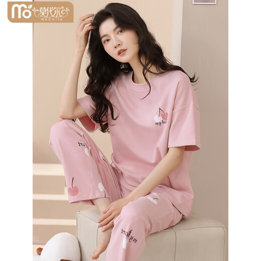 维多利亚的格调2025年新款睡衣女夏纯棉短袖长裤舒适夏款女士家居服薄款两件套装 YS-679 M 80-100