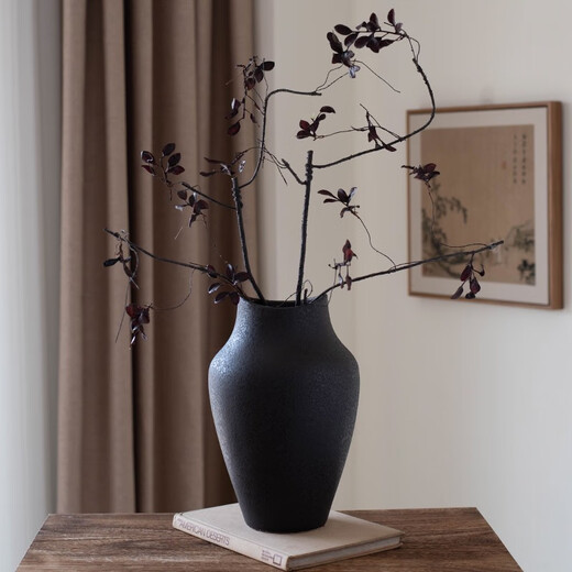Französische Wasabi -Keramik Vase Japanische Retro Wohnzimmer Blumenarrangement Hydroponische Weiße Utensil Dekorative Ornamente 3897 Wasabi Schwarz