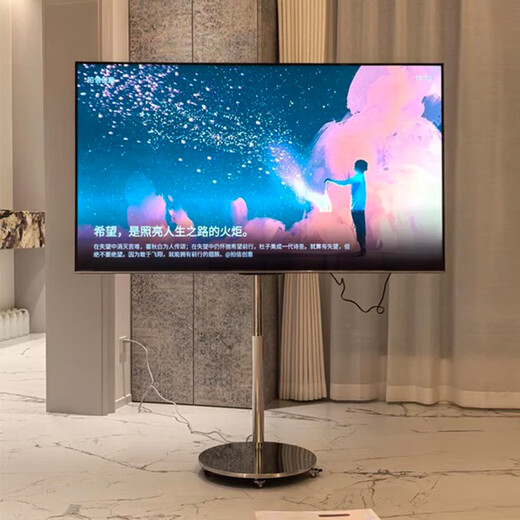 TV stand floor-standing movable living room TV cabinet universal 40-75 inch stainless steel metal wheel hanger stainless steel silver bracket (suitable for 40-75 inches) single bracket version with pulleys without installation and socket