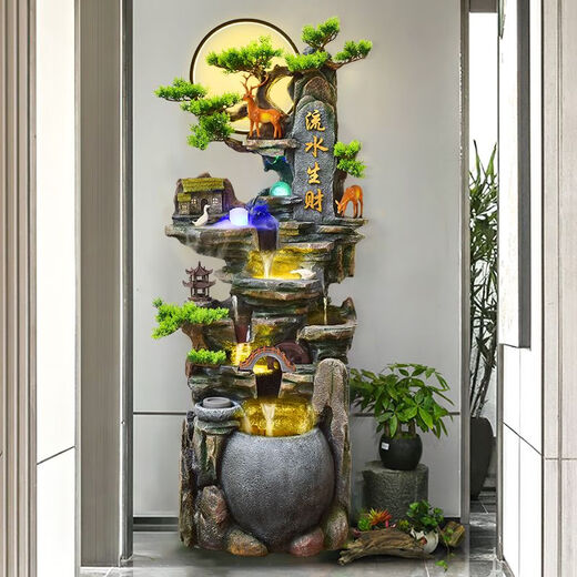 Ihre Sekretärin groß angelegte Landung Rockery Fließende Wasserbrunnen Ornamente eröffnen Geschenk Wohnzimmer Reichtum Feng Shui Wheel Hochbergzirkulation Wasserdekoration 9923 Kleine Trompetenhöhe 108 cm