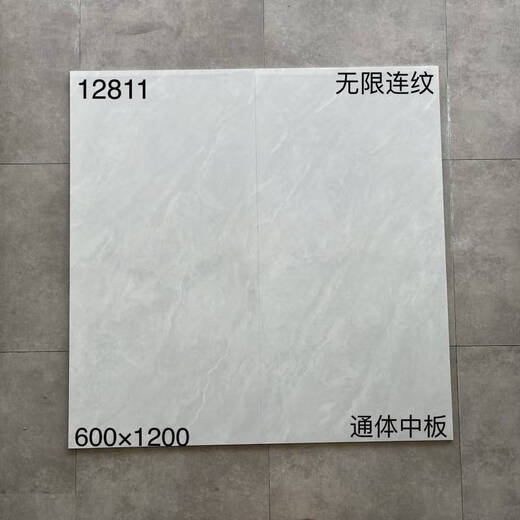 倪之尔定制客厅地板砖佛山600X1200白色灰色通体大理石地砖防滑耐磨大板 12809 600x1200mm