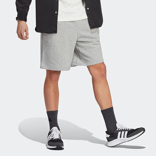 阿迪达斯 （adidas）运动裤男裤夏季新款休闲裤针织透气宽松五分裤短裤IC9756 IC9816浅灰 XL