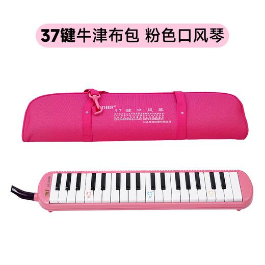 Chimei Classroom Instruments 37-key DHS Mouth Organ, Pink, Canvas Soft Case, With Blowpipe Mouthpiece Teaching Materials