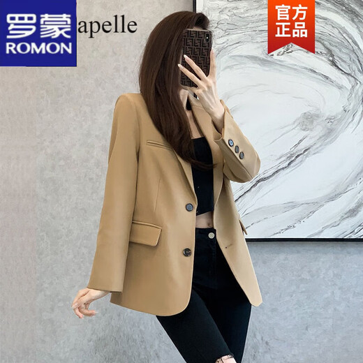 Romon Small Suit Women's 2022 Spring and Autumn New French Retro Casual Suit Temperament Design Small Fashion Jacket Black L