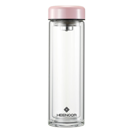 Copa de vidrio Heenor Glass Femenina de doble capa Copa de agua Copa de agua Pequeña capacidad de té de alto valor de alto valor con malla de filtro E-6630-Black-180ml Gift Box Embalaje