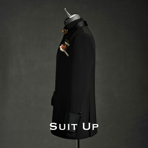 Xiuta Chinese style buckle green fruit collar wedding dress new Chinese style national style engagement formal suit tunic suit black dress top + pants two-piece set XL 52