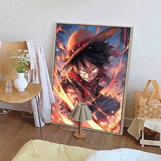 Noxuan five-level Luffy One Piece graffiti filled digital oil painting DIY hand-painted acrylic oil painting color painting fill color painting nx9898 50*70cm tight solid wood inner frame + outer frame default