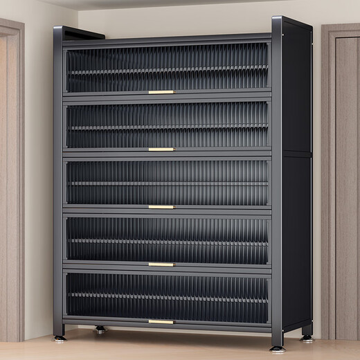 Silao steel shoe cabinet door entry cabinet storage cabinet integrated wall entrance cabinet multi-layer home shoe rack new 2025 2 doors 3 layers - length 40 height 80cm thickened version gray - width 32cm (shoes under size 43)
