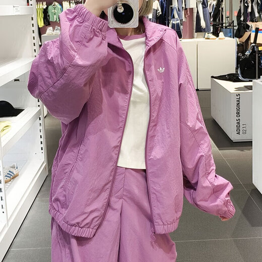 阿迪达斯 （adidas）三叶草时尚套装女子春夏新款防风梭织立领夹克外套休闲直筒裤长裤 JD6387+IW5509 M