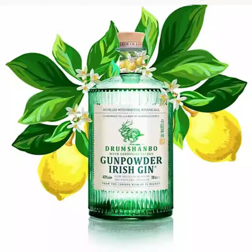 Jitu Irish Original Bottle Importé Certe Antler Lapin Feu Flame California Orange Gin Gin Drumshanbo Gun Pown Gin Blue and White Porcelain Collector's Edition 700ml