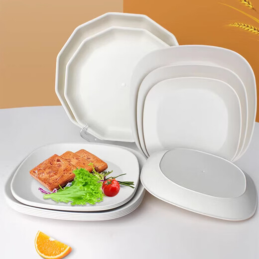 Rice husk disposable dinner plate food grade thickened high temperature resistant dish dish household high-end biodegradable 8-inch round dish/dish (deep plate) 100 pieces