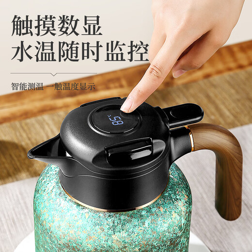 OIMG German high-end quality pure titanium stewed teapot with large capacity intelligent temperature display thermal insulation pot gift for home maintenance 9906 sea water blue 1600ml