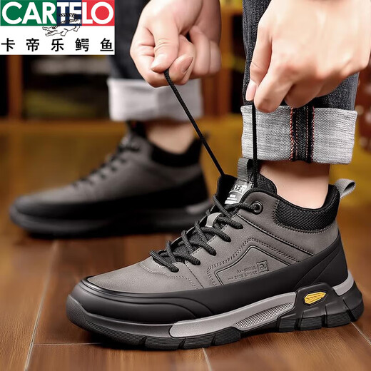 Cartelo Cotton Shoes Men's 2025 Hiver Nouveau cuir authentique Plus toison Boots en laine épaissi des chaussures pour hommes chaudes et décontractées