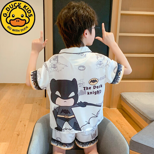 HARROW Little Duck Children's Pyjamas's Boys Boys Summer Ice Silk Thin Short Suite à manches Summer Médium Summer et Big Boys Cartoon à la mode Vêtements à domicile Ice Silk Slee à manches courtes G6624 # White Kuromi 170 Taille 16 [Hauteur suggéré 140-150 cm]