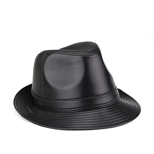 Woodpecker (TUCANO) Spring and Autumn First Layer Genuine Sheepskin Hat Shanghai Beach Men's Top Hat Gentleman Cowboy British Jazz Hat Middle-aged and Elderly Men's Hat Sheepskin Black L(56-57)CM