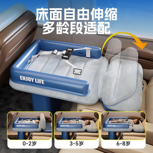 Xianniao Auto-montiertes Babybett Hochgeschwindigkeitsschiene Baby Schlafartefakt Kinderauto Langstrecken Tragbare aufblasbare Matratzenhandbuch aufblasbar [einstellbare Länge/Höhe + erhöhte Leitplanke + Fußpfeiler] Sitz von Luftfahrzeugen zweiter Klasse mit Kindern, die die Ruhebett-Schlafmatte falten