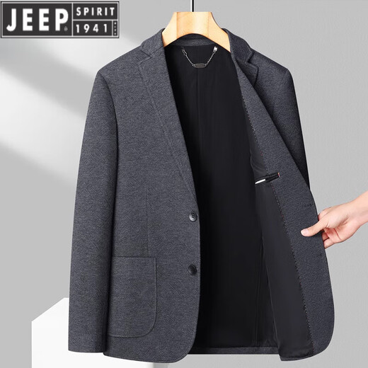 Jeep Spirit Blazer Men's Business Casual Small Small Single-Piece Spring and Automne Formal Wear Dad d'âge moyen 9926 Gray [Dark Pattern] M 170 [suggéré 100-119Jin [Jin est égal à 0,5 kg]]]