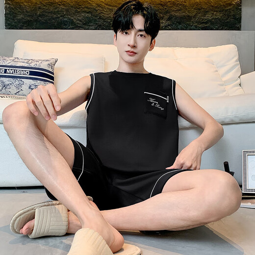 
2025 new summer men's pure cotton pajamas set casual vest shorts for outdoor wear OMM13062 3XL