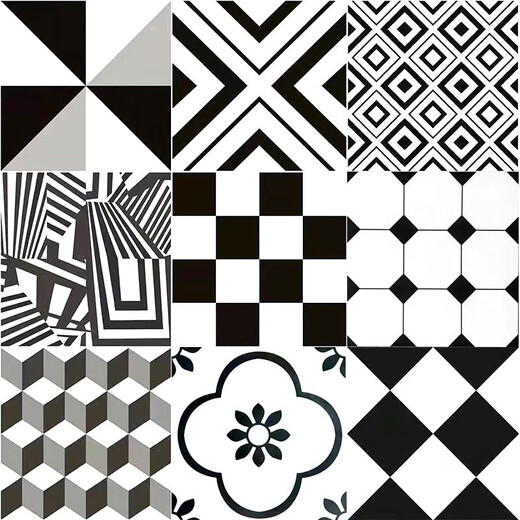Nordic Nordic 60 * 60 carreaux de fleurs en noir et blanc Store de vêtements de restauration Salle de bain Anti-slip Store usur-résistant Tiles 6623 600 * 600