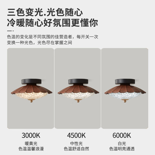 蒂凡尼亚走廊灯过道进门厅入户玄关阳台黑胡桃色现代中古复古高颜值小灯 LM9205-28CM三色LED(胡桃木色)