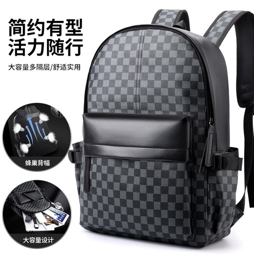 Coach même style sac à dos pour la mode masculine pour hommes pour hommes plaid décontracté plaid grande capacité version coréenne de voyage sac à dos étudiant schoolbag marron plaid 30 * 13 * 45