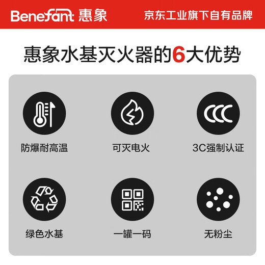 Huixiang Jingdong Industrial's own brand 2L portable water-based fire extinguisher 25-year new national standard fire certification household commercial vehicle MS/ABEF2 VIII